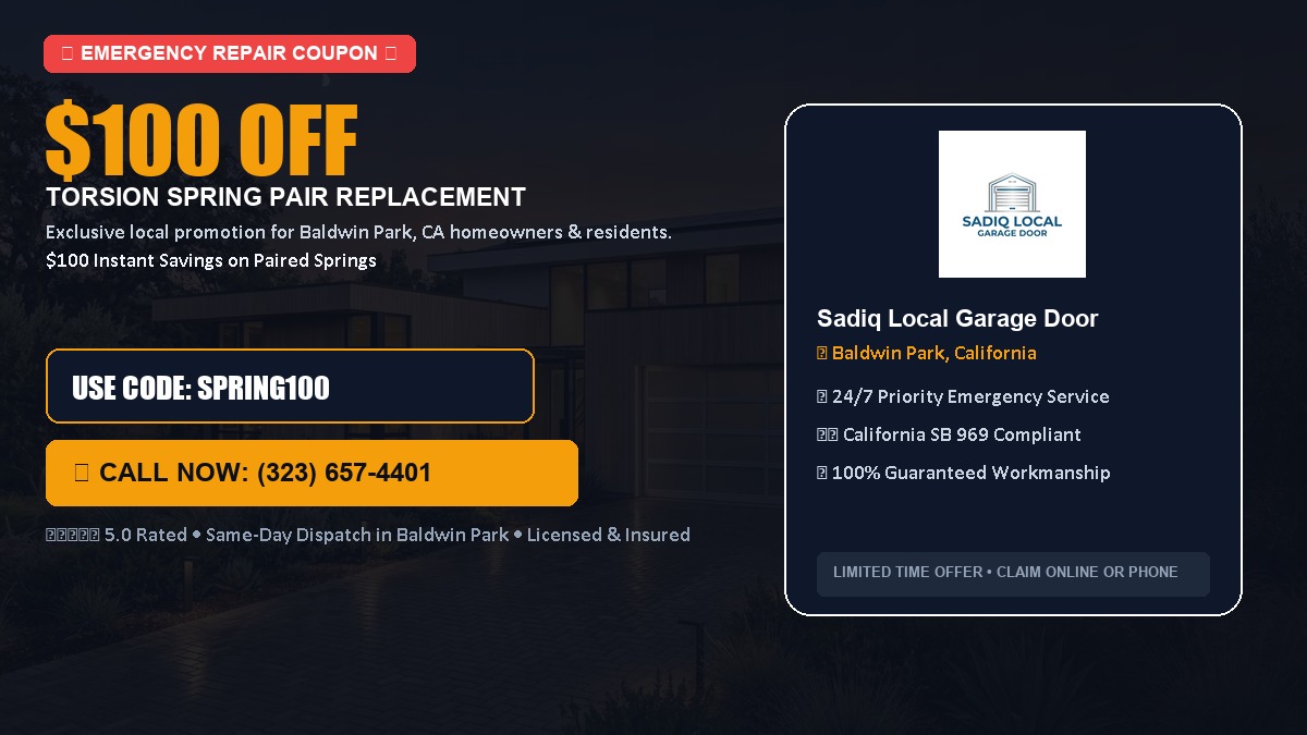 $100 OFF Heavy-Duty Torsion Spring Pair Replacement in Baldwin Park, CA