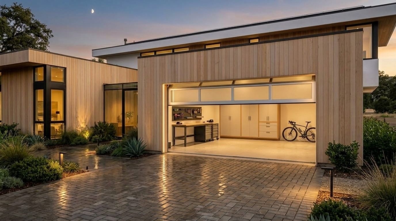 Sadiq Local Garage Door Garage Door Gliding Open Revealing Warm Illuminated Interior